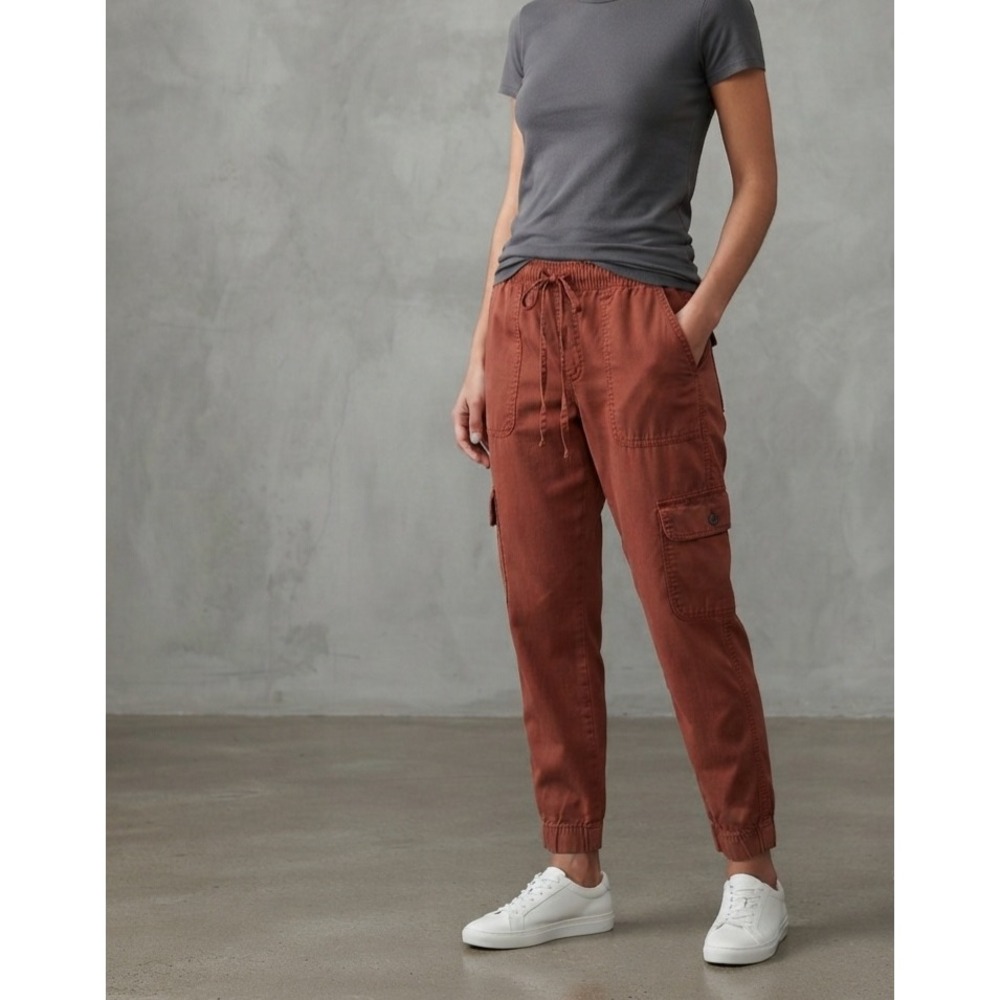 C&C California Cargo Jogger Pants Utility Elastic Waist Burnt Orange Large
